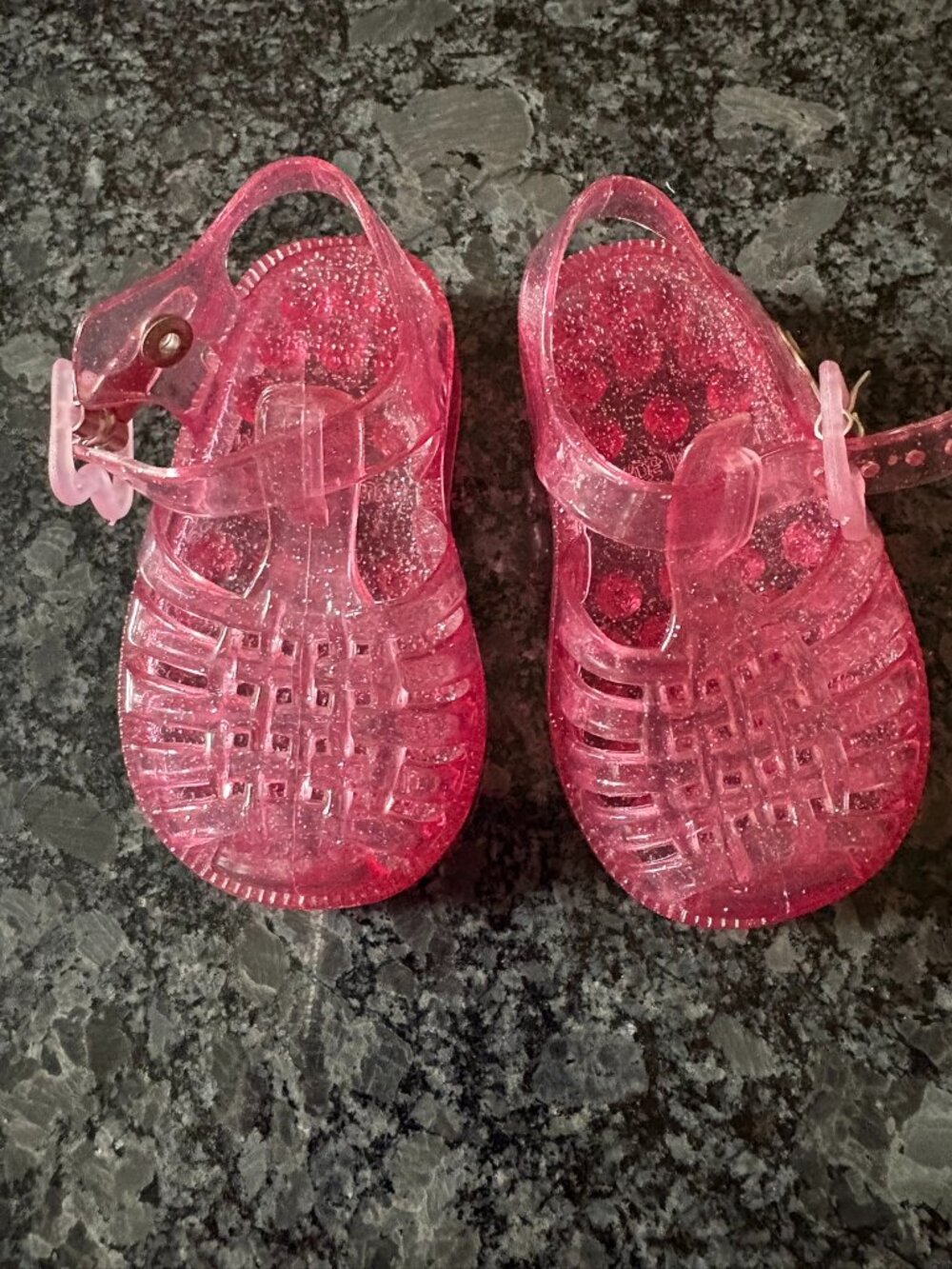 Infant jelly sandals, pink with glitter, size 1